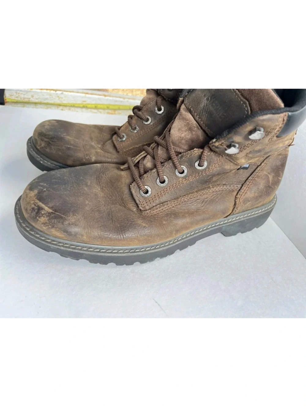 Wolverine Floorhand Boots Men's 10.5M Brown Leather Steel Work Waterproof Shoes